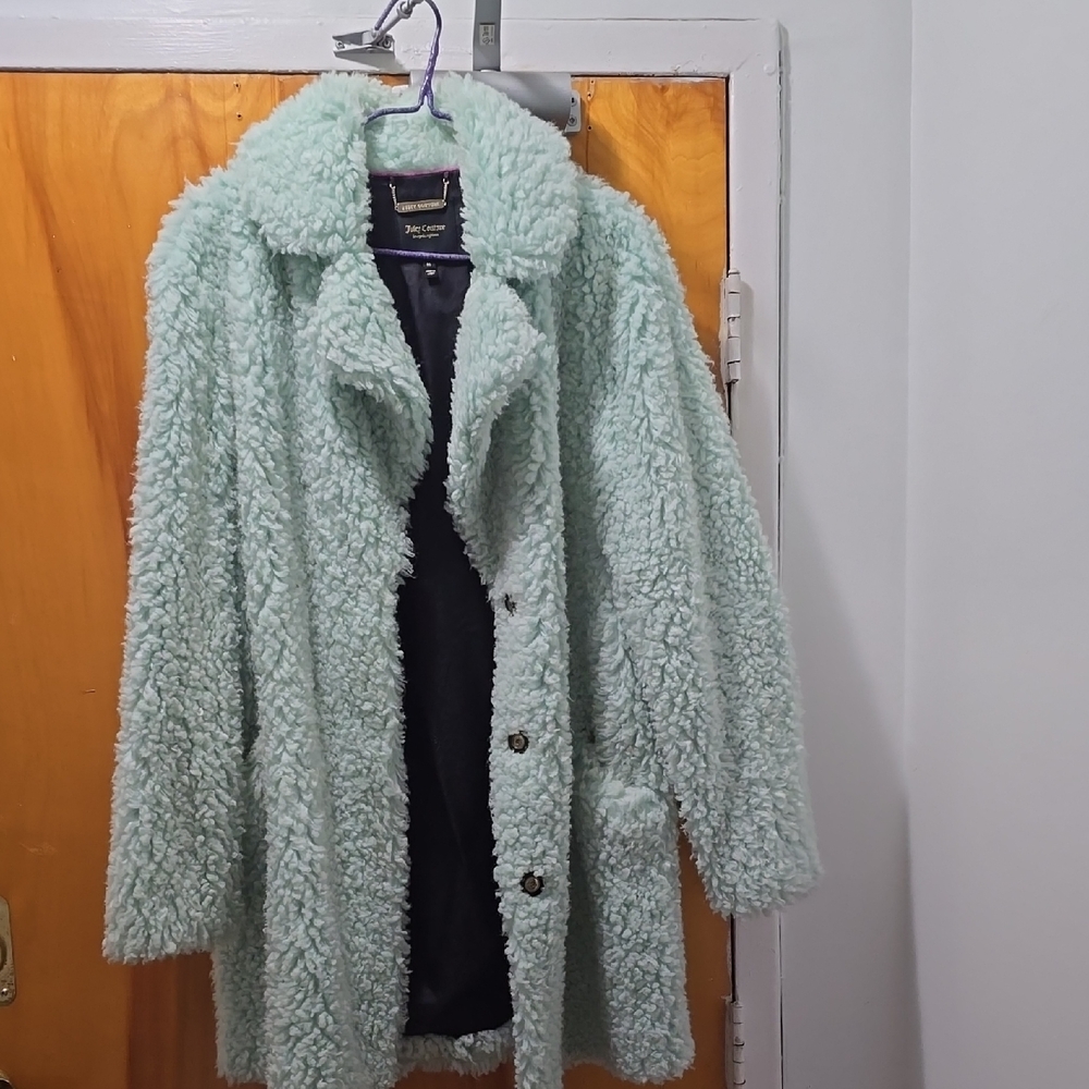 Juicy Couture Green Teddy Jacket Plush Oversized Style